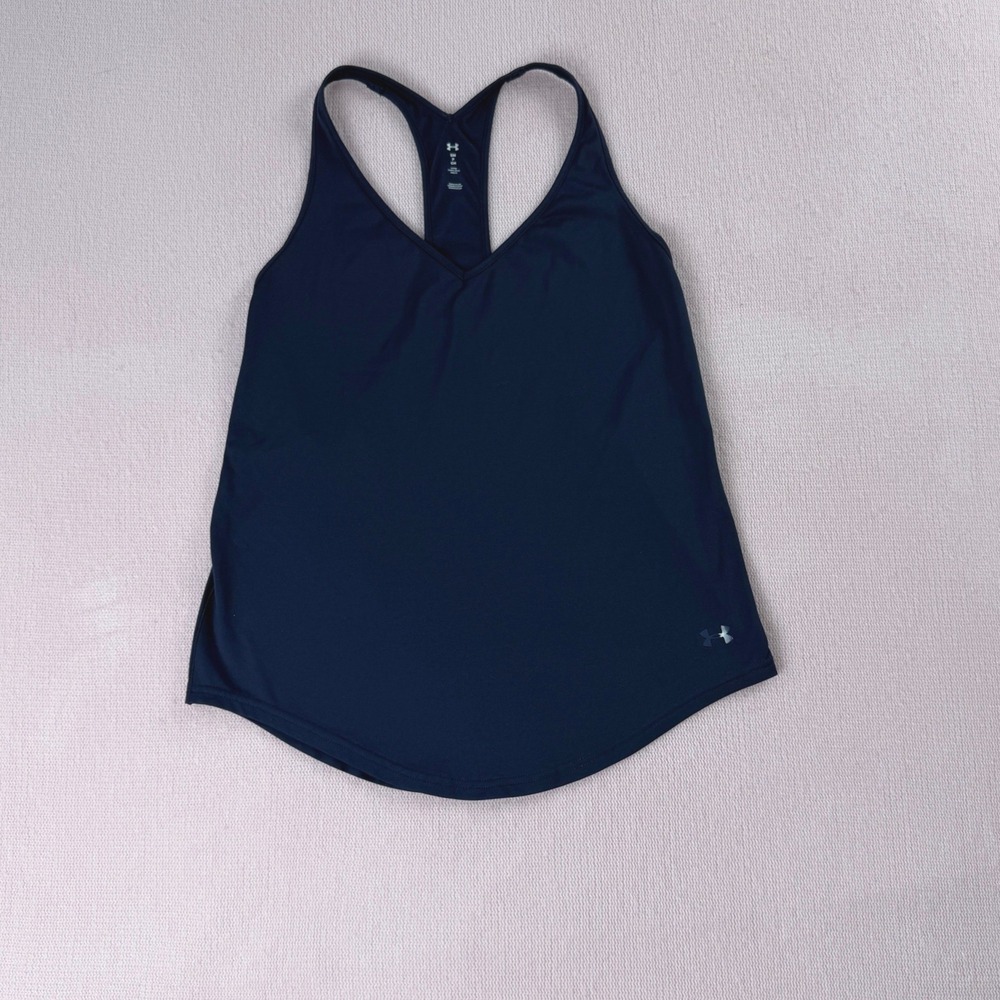 Under Armour Tank Top Womens S Navy Blue Loose Fit Racerback Athletic Gym